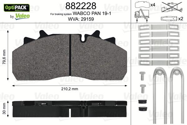 Valeo 882228 - Kit de plaquettes de frein, frein à disque cwaw.fr