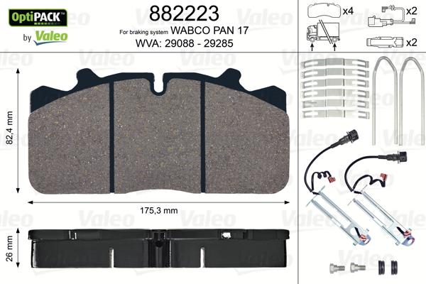 Valeo 882223 - Kit de plaquettes de frein, frein à disque cwaw.fr