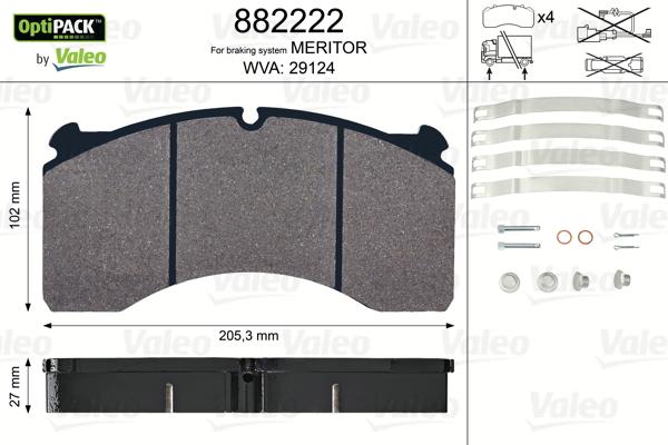 Valeo 882222 - Kit de plaquettes de frein, frein à disque cwaw.fr