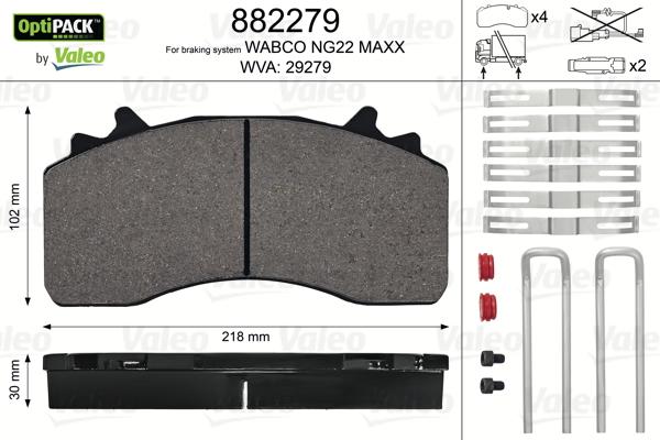 Valeo 882279 - Kit de plaquettes de frein, frein à disque cwaw.fr