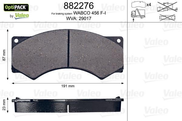 Valeo 882276 - Kit de plaquettes de frein, frein à disque cwaw.fr