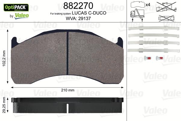 Valeo 882270 - Kit de plaquettes de frein, frein à disque cwaw.fr