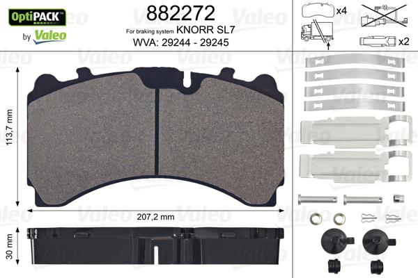 Valeo 882272 - Kit de plaquettes de frein, frein à disque cwaw.fr