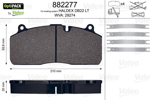 Valeo 882277 - Kit de plaquettes de frein, frein à disque cwaw.fr