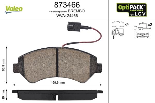 Valeo 873466 - Kit de plaquettes de frein, frein à disque cwaw.fr