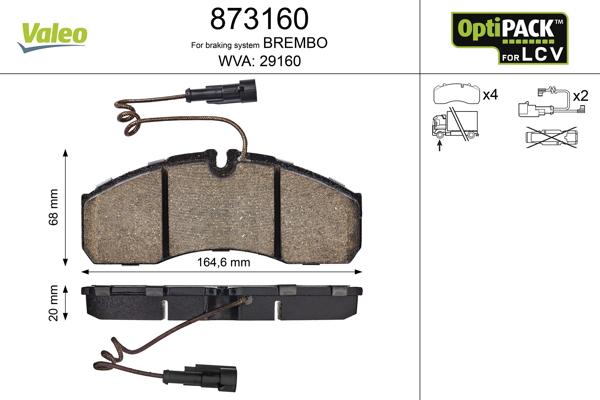 Valeo 873160 - Kit de plaquettes de frein, frein à disque cwaw.fr