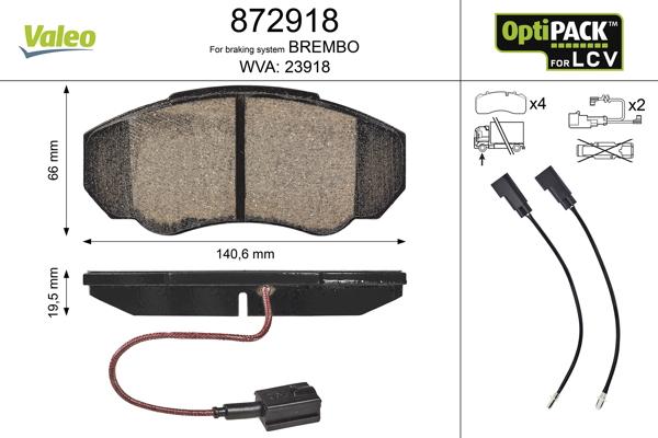 Valeo 872918 - Kit de plaquettes de frein, frein à disque cwaw.fr