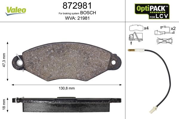 Valeo 872981 - Kit de plaquettes de frein, frein à disque cwaw.fr