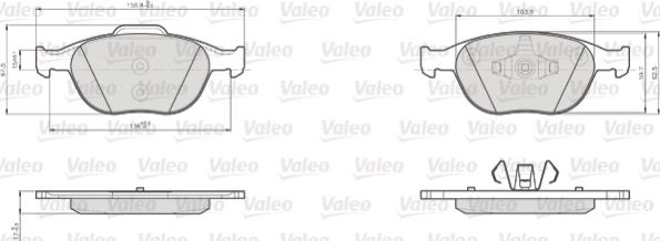 Valeo 872440 - Kit de plaquettes de frein, frein à disque cwaw.fr