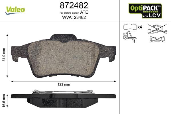 Valeo 872482 - Kit de plaquettes de frein, frein à disque cwaw.fr