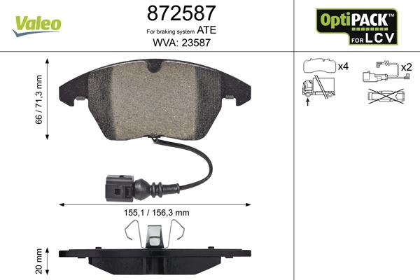 Valeo 872587 - Kit de plaquettes de frein, frein à disque cwaw.fr