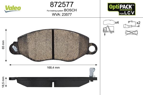 Valeo 872577 - Kit de plaquettes de frein, frein à disque cwaw.fr