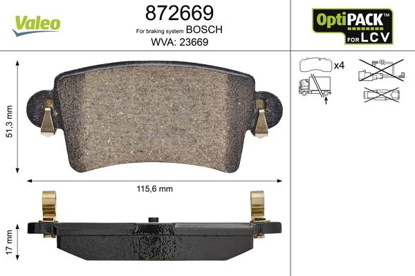 Valeo 872669 - Kit de plaquettes de frein, frein à disque cwaw.fr