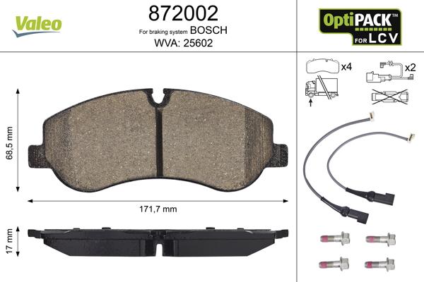 Valeo 872002 - Kit de plaquettes de frein, frein à disque cwaw.fr