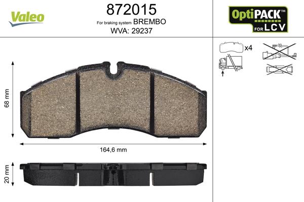 Valeo 872015 - Kit de plaquettes de frein, frein à disque cwaw.fr