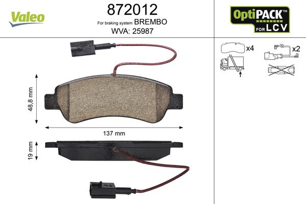 Valeo 872012 - Kit de plaquettes de frein, frein à disque cwaw.fr