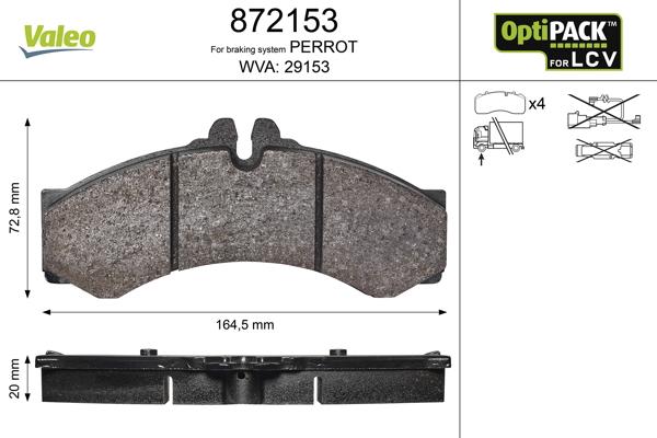 Valeo 872153 - Kit de plaquettes de frein, frein à disque cwaw.fr