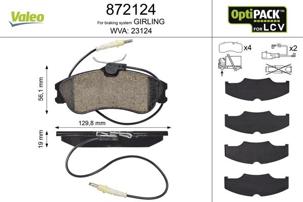 Valeo 872124 - Kit de plaquettes de frein, frein à disque cwaw.fr