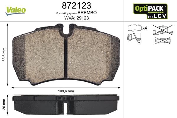 Valeo 872123 - Kit de plaquettes de frein, frein à disque cwaw.fr