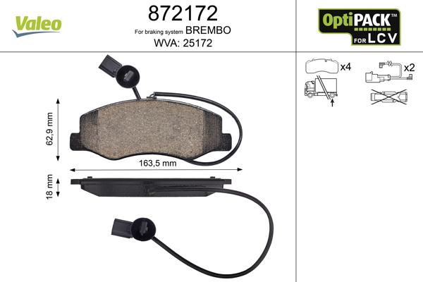 Valeo 872172 - Kit de plaquettes de frein, frein à disque cwaw.fr