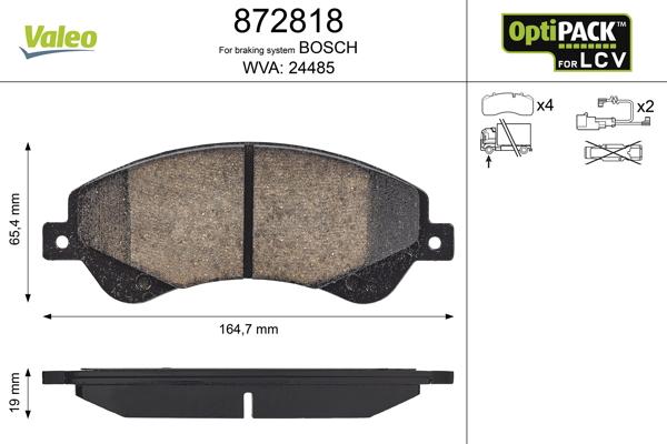 Valeo 872818 - Kit de plaquettes de frein, frein à disque cwaw.fr