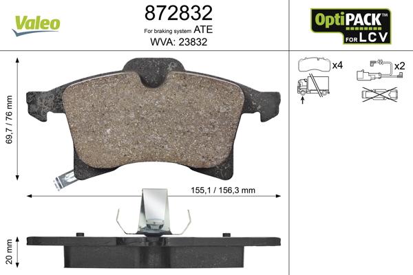 Valeo 872832 - Kit de plaquettes de frein, frein à disque cwaw.fr