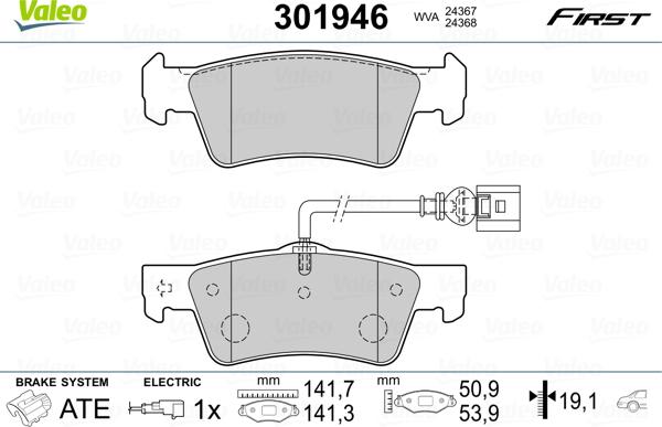 Valeo 301946 - Kit de plaquettes de frein, frein à disque cwaw.fr