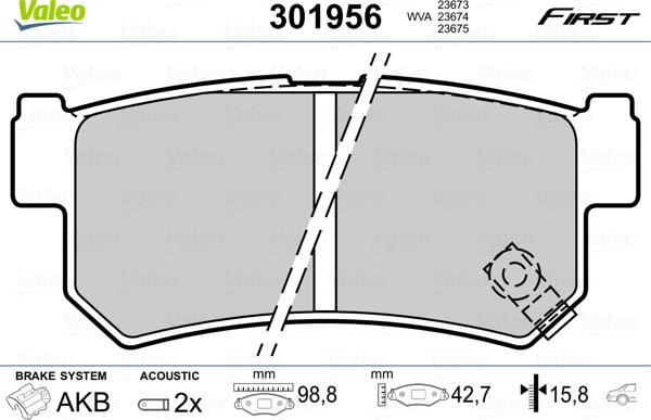 Valeo 301956 - Kit de plaquettes de frein, frein à disque cwaw.fr