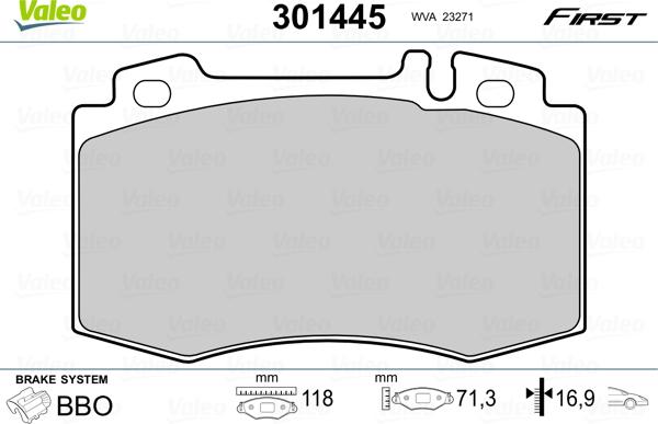 Valeo 301445 - Kit de plaquettes de frein, frein à disque cwaw.fr