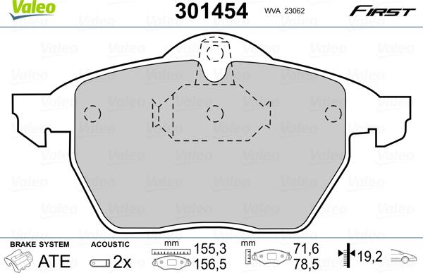 Valeo 301454 - Kit de plaquettes de frein, frein à disque cwaw.fr