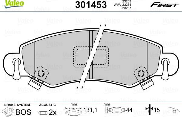 Valeo 301453 - Kit de plaquettes de frein, frein à disque cwaw.fr