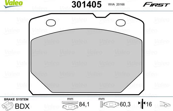 Valeo 301405 - Kit de plaquettes de frein, frein à disque cwaw.fr