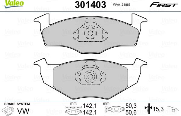 Valeo 301403 - Kit de plaquettes de frein, frein à disque cwaw.fr