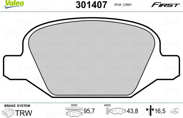 Valeo 301407 - Kit de plaquettes de frein, frein à disque cwaw.fr