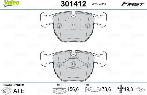 Valeo 301412 - Kit de plaquettes de frein, frein à disque cwaw.fr