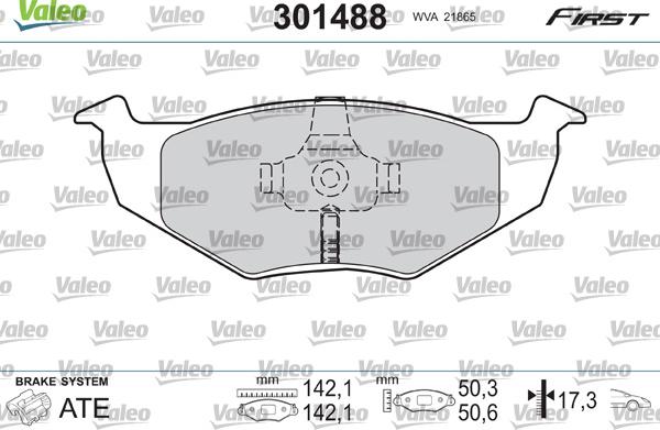 Valeo 301488 - Kit de plaquettes de frein, frein à disque cwaw.fr