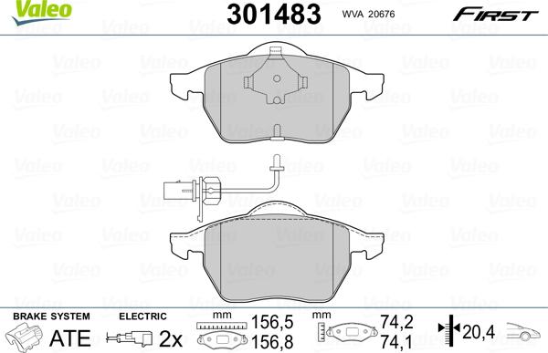 Valeo 301483 - Kit de plaquettes de frein, frein à disque cwaw.fr