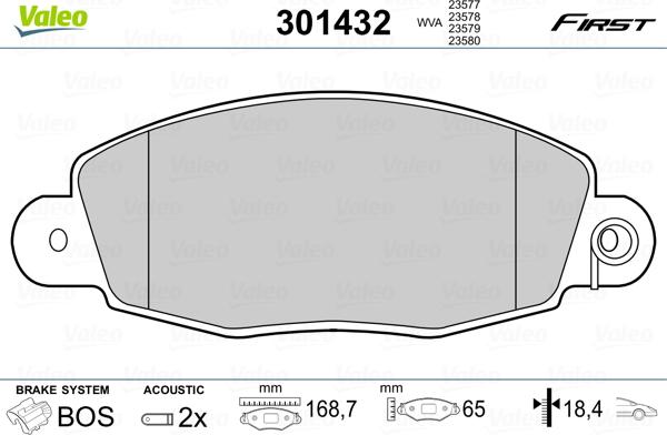 Valeo 301432 - Kit de plaquettes de frein, frein à disque cwaw.fr