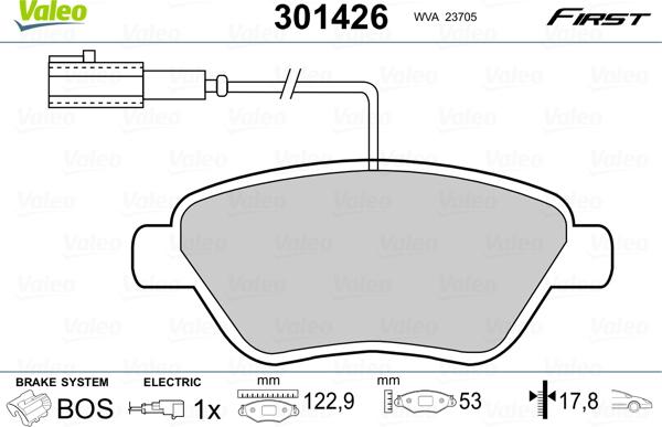 Valeo 301426 - Kit de plaquettes de frein, frein à disque cwaw.fr