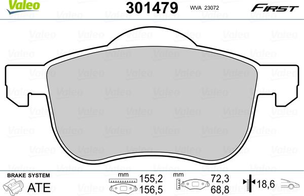 Valeo 301479 - Kit de plaquettes de frein, frein à disque cwaw.fr