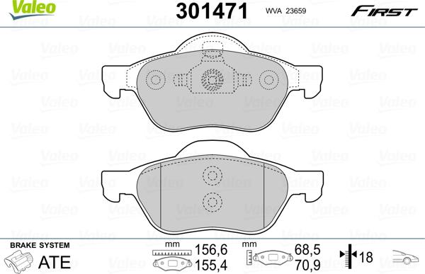 Valeo 301471 - Kit de plaquettes de frein, frein à disque cwaw.fr