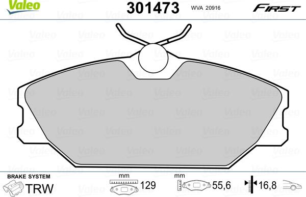 Valeo 301473 - Kit de plaquettes de frein, frein à disque cwaw.fr