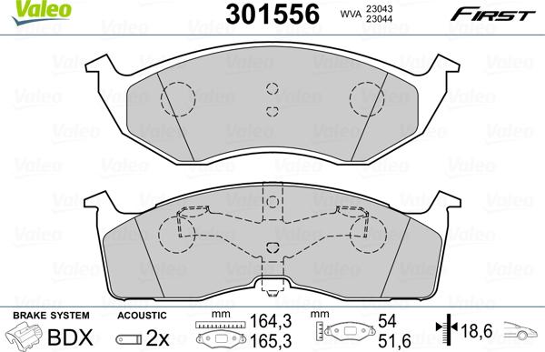 Valeo 301556 - Kit de plaquettes de frein, frein à disque cwaw.fr