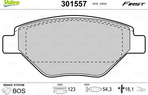 Valeo 301557 - Kit de plaquettes de frein, frein à disque cwaw.fr