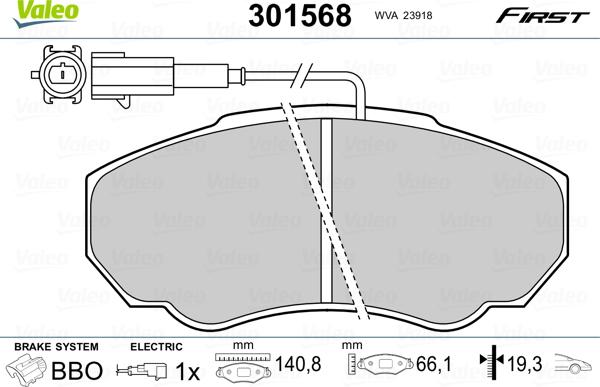 Valeo 301568 - Kit de plaquettes de frein, frein à disque cwaw.fr