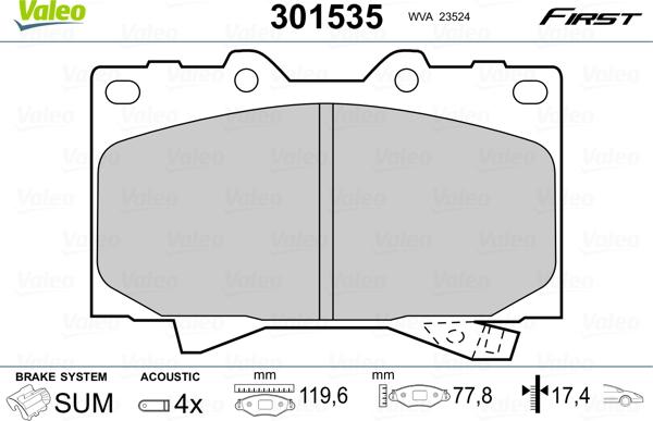 Valeo 301535 - Kit de plaquettes de frein, frein à disque cwaw.fr