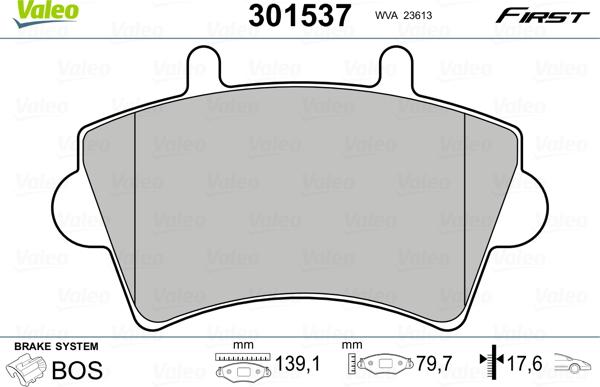 Valeo 301537 - Kit de plaquettes de frein, frein à disque cwaw.fr