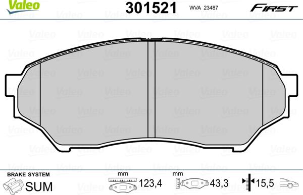 Valeo 301521 - Kit de plaquettes de frein, frein à disque cwaw.fr