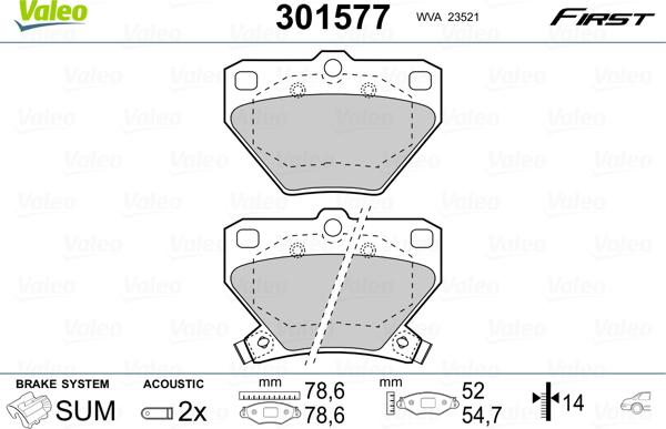 Valeo 301577 - Kit de plaquettes de frein, frein à disque cwaw.fr