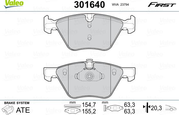 Valeo 301640 - Kit de plaquettes de frein, frein à disque cwaw.fr